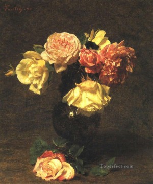 Flores Painting - Rosas blancas y rosadas pintor de flores Henri Fantin Latour